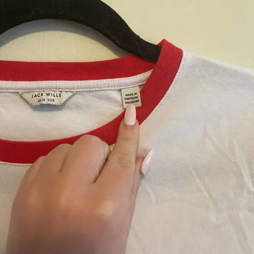 Jack Wills Chatham White Trinkey Ringer Short-Sleeve Tee Size 8