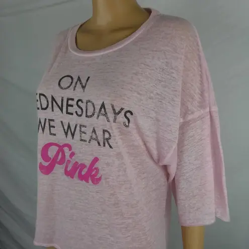 Mean Girls  On Wednesdays We Wear Pink Burnout Dolman Sleeve Graphic Shirt Top Sm