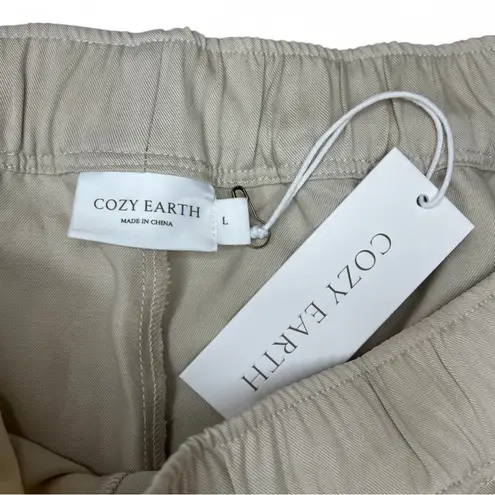 Cozy Earth coastal comfort shorts women’s large NEW linen casual neutral tan