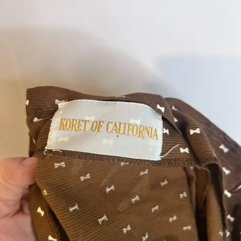 Koret of California Brown with Bows Button Front Tank Blouse Size Medium
