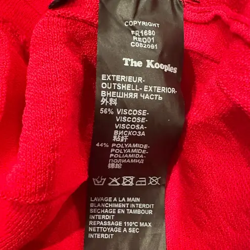 The Kooples Red Knit Fit and Flare Mini Dress Fancy Detail Sleeve Size Small NEW