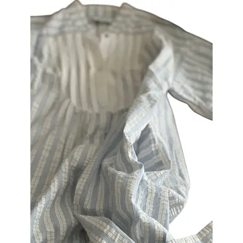 Victorian Style Striped Nightgown By Gilligan OMalley Long White & Blue Size S