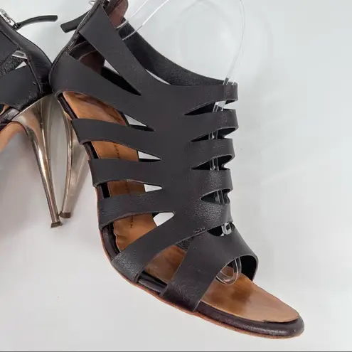 Giuseppe Zanotti leather caged metal heel size 9 B bootie Strappy cut out