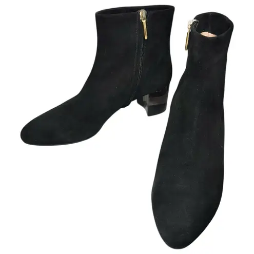 Calvin Klein Womens Size 41 10 Black Suede Lucite Block Heel Ankle Booties Boots