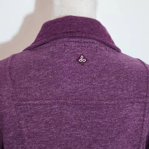 prAna Purple Fleece Jacket Size Small Heather Plum Funnel Neck Button-Up Jacket