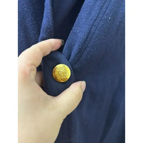 Y2K Chaus Navy 100% Cotton Cardigan Nautical Crest PREPPY Gold Buttons L Blue Size L