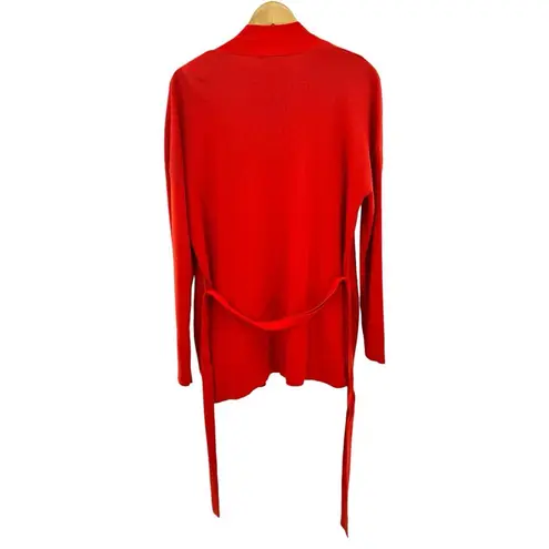 Natori  Red Belted‎ Knit Draped Cardigan Sweater Tank Set Size Medium Pockets - Image 8
