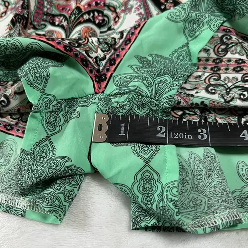 City Halo Paisley Print Playsuit Romper Size Medium Boho Festival Colorful Party Green