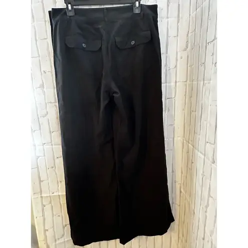 Ralph Lauren  Black Wide Leg Linen Tencel Pants w/pockets Sz 12