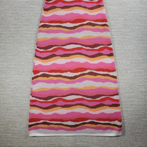 LOFT Crochet Halter Maxi Dress Womens M Pink Wavy Textured Tight Closed Knit Size M
