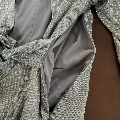 Boutique Brand Ice Blue Metallic Long Sleeve Wrap Front Romper S