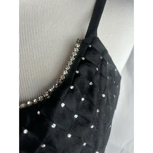 Jessica McClintock GUNNE SAX Formal Corset Maxi Satin 5 Black Rhinestone Dress