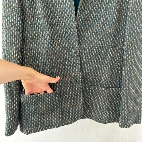 Vintage Chester Weinberg Green Multicolor Woven Stitch Double Breasted Blazer Size 12
