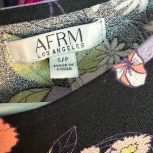 AFRM Jamie Print Open Back Maxi Dress Noir Summer Bouquet Floral Sz Small Purple