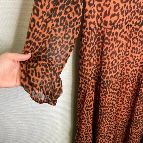 Loft  | NWT Cheetah Print‎ Long Babydoll Dress 6 Maxi Full Length