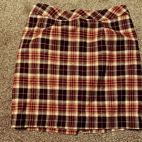 Chadwick's Brown and Cream Pencil Skirt Knee-Length Work