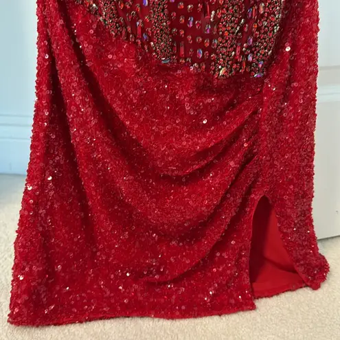 Glamorous Portia and Scarlett Red Sparkly Strapless Dress Size 6