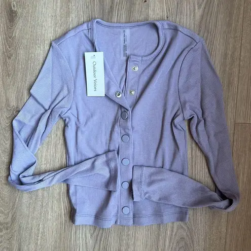 Outdoor Voices NWT  Cozy Rib Cropped Cardigan Lavender XS