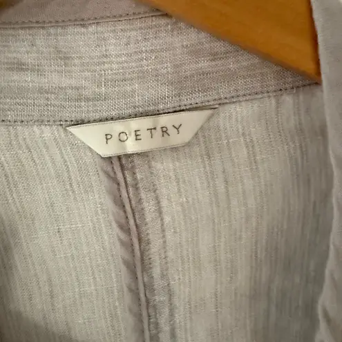 Poetry Linen Blazer Jacket Light Gray Open Front Womens Size 14 Minimalist