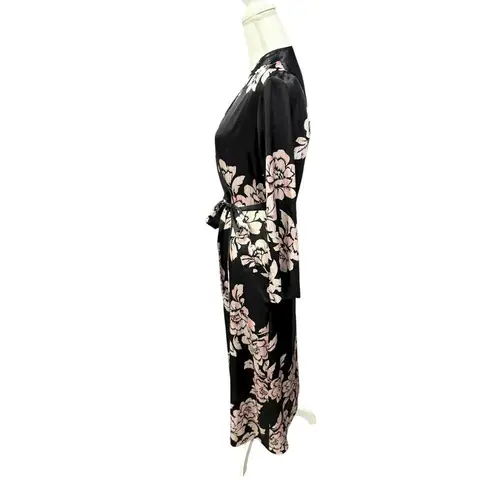 Oscar de la Renta Vintage Satin Floral Robe with Belt, Size Medium