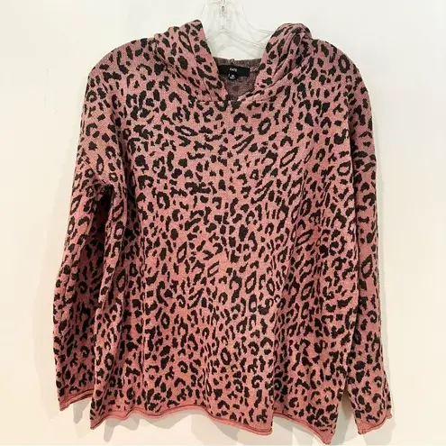 FATE by LFD Leopard Animal Print Hoodie Sweater Women's Medium Mauve Wool Blend Pink - Image 4