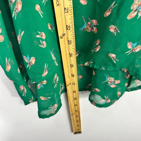 Audrey 3+1 Tank Top M Green Sheer Bird Print Indie Sleaze Y2K Whimsical Boho Size M