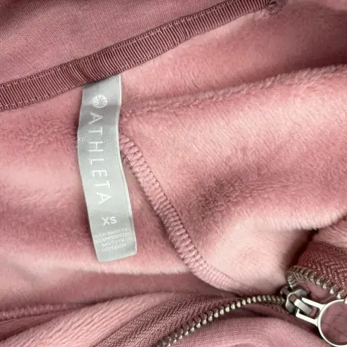 Athleta  Cozy Karma 1/4 Zip Sweatshirt Dress Dogwood Mauve‎ Pink Size XS