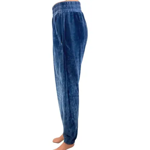 Missguided Blue Velour Velvet Elastic Waist Sweat Pants Jogger Track Pants Sz 4