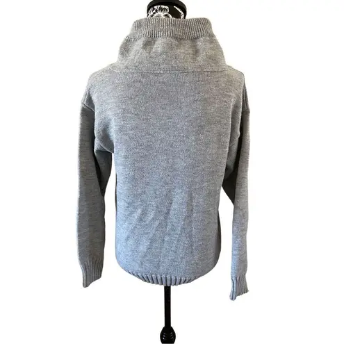 Knit Cowl Neck Pullover Sweater Workwear Winter Casual School Gray Size M