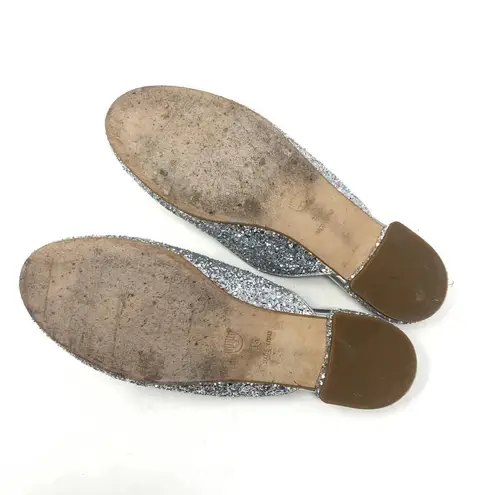 Chiara Ferragni Flirting Silver Glitter Beaded Flat Mules Size 36 / US 6