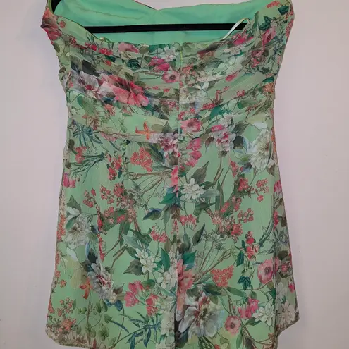 Jay Godfrey Lydia Green Floral Strapless Romper Pantsuit Retail $325 Size 12