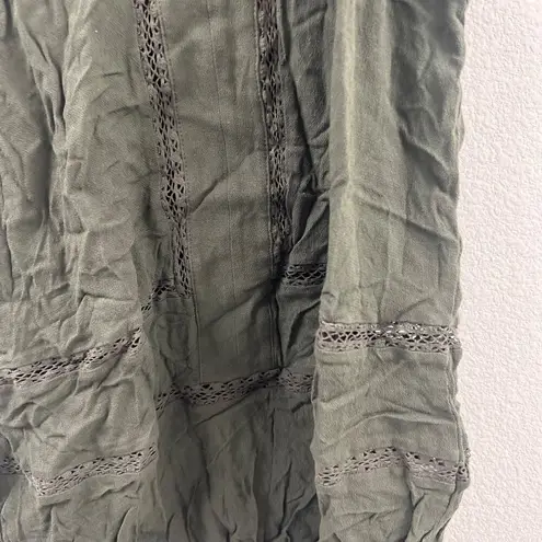 Ro & De Womens Green Sleeveless Top W/ Crochet Details Size M