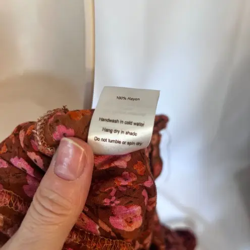 Tiare Hawaii Strapless Back Tie Jumpsuit Rust Orange Floral Print Size O/S