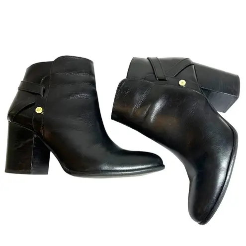 Louise et Cie Black Leather Heeled Booties Ankle Boots Size 9.5 M