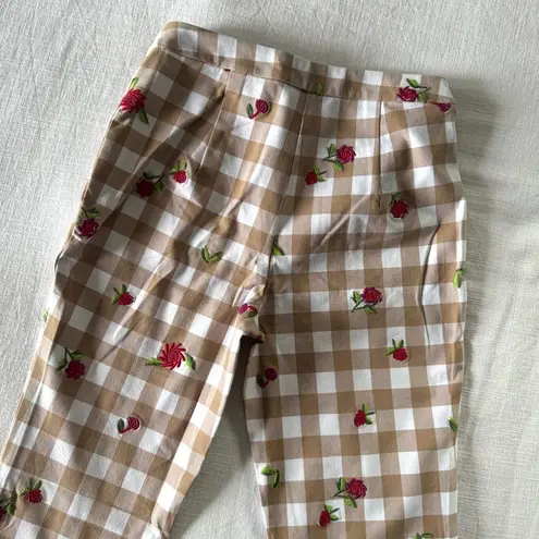 Maeve Gingham Floral Embroidered Capri Pants NWT - size 4