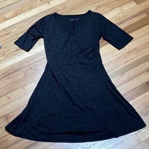 prAna Gray Nadia Wool Blend Lightweight Faux Wrap Front Dress Size small
