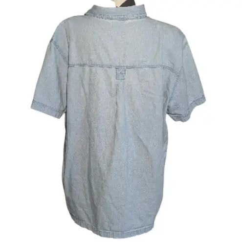 Passion 3X Embroidered Cat Denim Shirt Blue