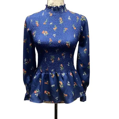 Mary & Mo Peplum blouse. Size Small Blue