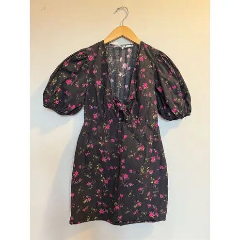 Pam & Gela Women's Neon Ditsy Dress Size M Floral Short Sleeve Babydoll