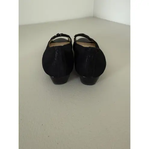 Alex Marie Women's Black Beaded Butterfly Peep Toe Ballet Flats 10 Holiday Xmas