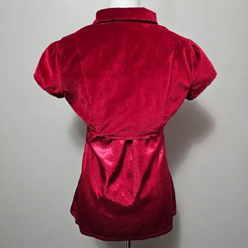 BCIN Red Y2K Velvet Bolero Jacket & Polka Dot Satin Camisole Set Size Medium