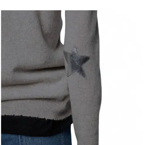 Zadig & Voltaire zadig voltaire XS Pure Cashmere Sweater Knit Metallic Silver Star Elbows Knit