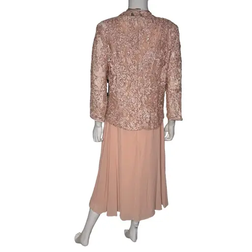 Jessica Howard Women's 3/4-Sleeve Soutache Jacket Fit & Flare Dress Blush Sz 12