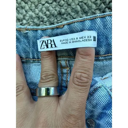 ZARA  0 Light Wash Denim Mom High Rise Bermuda Shorts