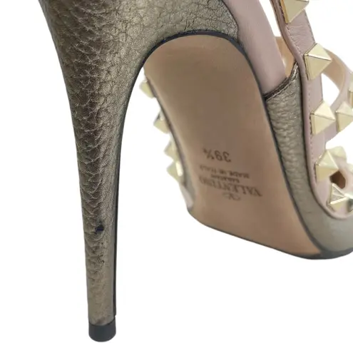 Valentino Garavani Rockstud 100mm Leather Caged Pump Bronze Pink Size 39.5