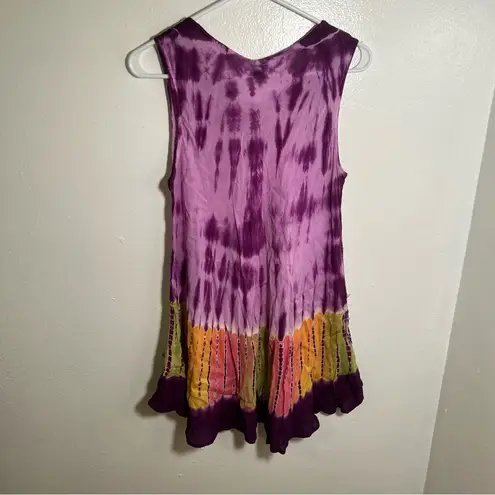 Mandala Sleeveless Cover Up Dress Purple Tie Dye OS Size undefined