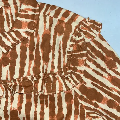 Kate Quinn NWT XXL Spice Water Drops Organic Cotton Goldilocks Peasant Shirt Top Brown