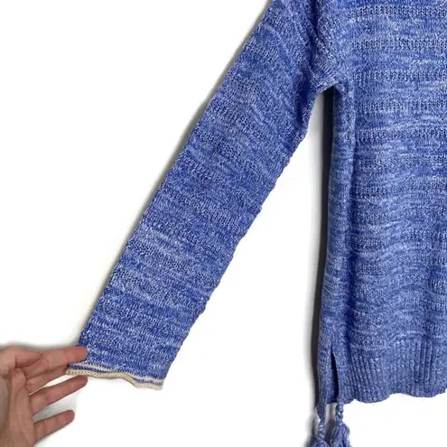 NWT Islefield Jenna Island Stitch Blue Marled Knit Tassel Sweater Size M
