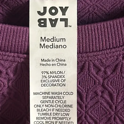 JoyLab NWT Women’s Mulberry Cropped Long Sleeve Textured Athletic Workout Top