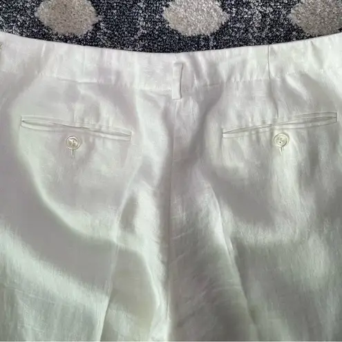 Ralph Lauren Lauren  Cream/Off white 100% Linen Fully Lined Wide Leg Pant Size 8